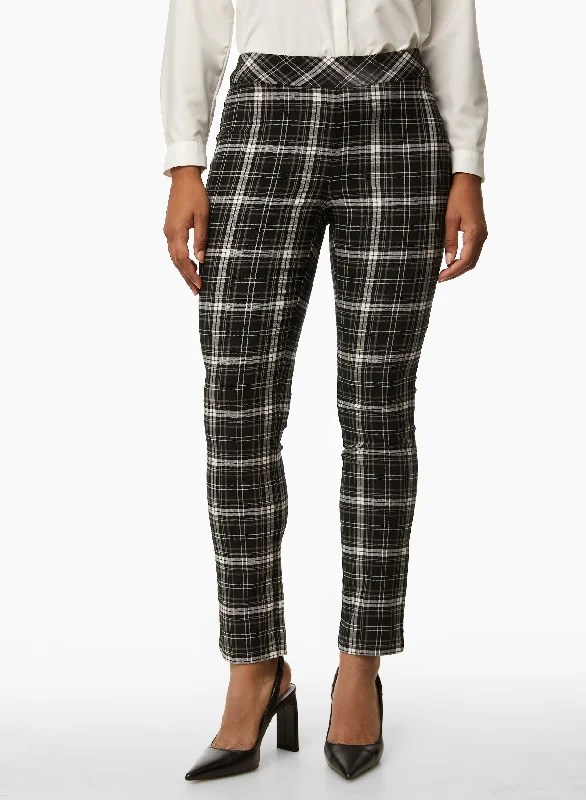 Charlie B - Plaid Print Pull-On Pants