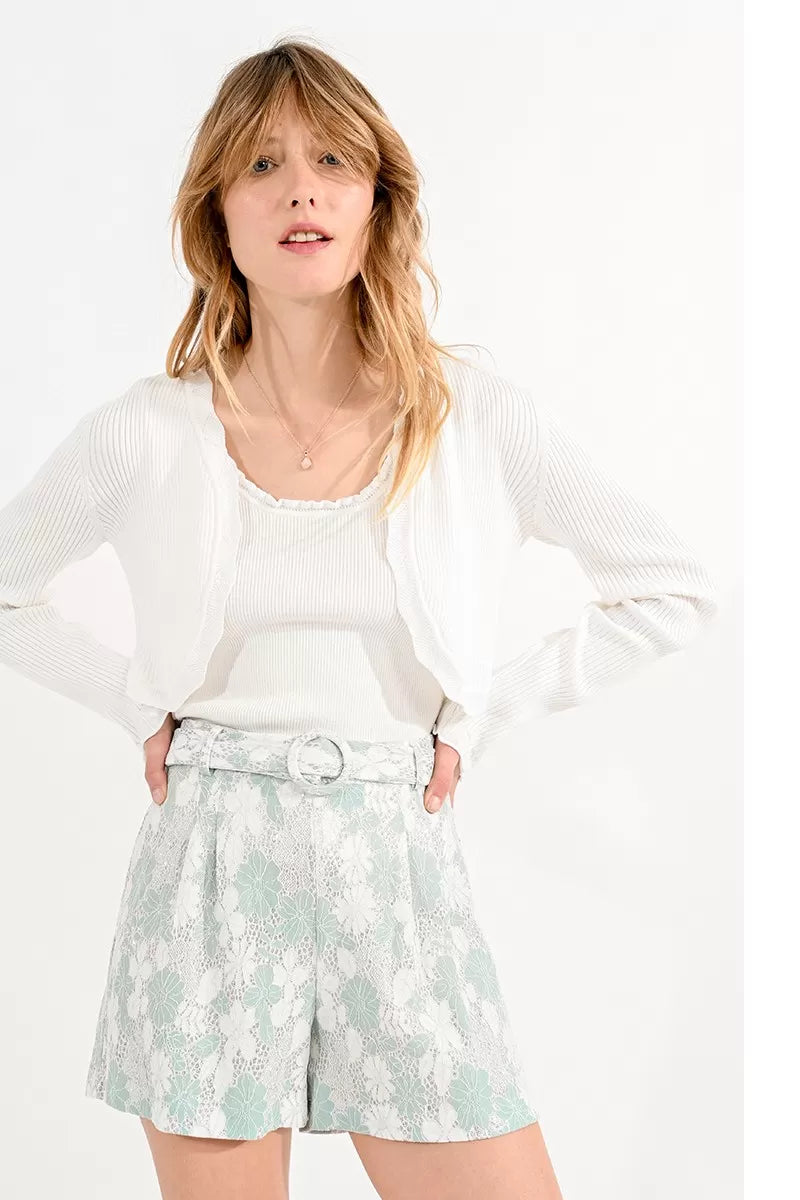 Molly Bracken Off White Scalloped Cardigan