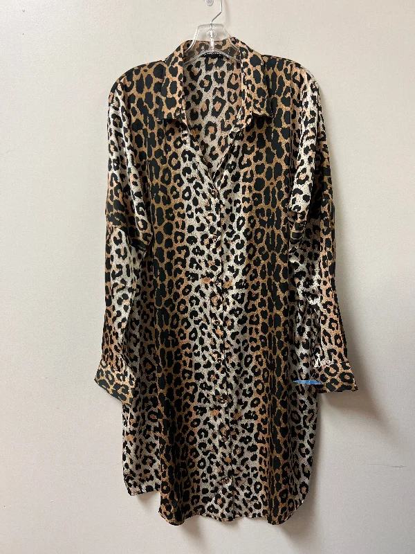 Dress Casual Midi By Clothes Mentor In Leopard Print, Size: L