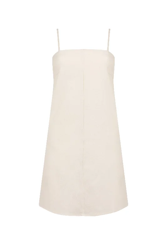 'KU' Crepe Mini Dress - Cream